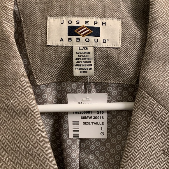 Men's Joseph Abboud Linen Cotton herringbone Blazer. Size L. New with tags. - Picture 3 of 10